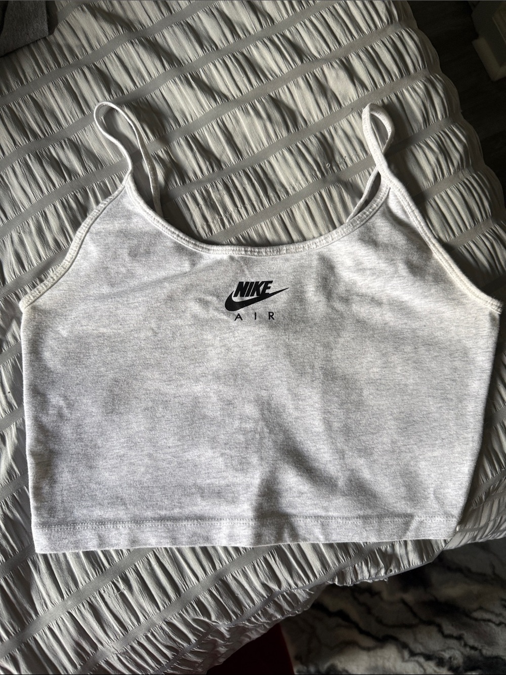Nike White Cropped Camisole with Black Nike Air Logo